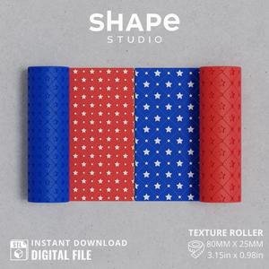 Digital file STL | Liberty Stars | 2 versions of the same design | Stars Pattern Polymer Clay Seamless Texture Roller