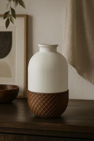 Woven Terra Vase – Lattice Japandi Vase