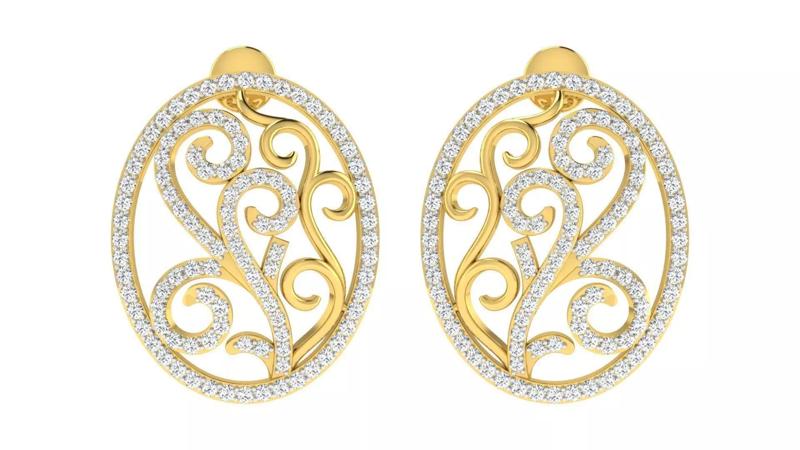 Solitaire Women Earring 3dm STL OBJ FBX Renders Details