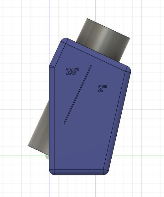 2" Template for connecting exhaust pipes at an angle of 25°
