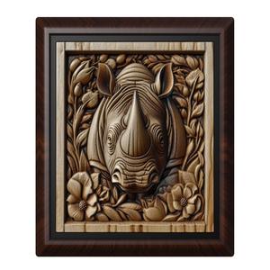 Rhinoceros animal wall art relief wall decor