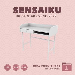 Miniature Replica HAUGA Desk for Miniature Dollhouse - IKEA (1:12,24,48) - 3D Print Instant Download