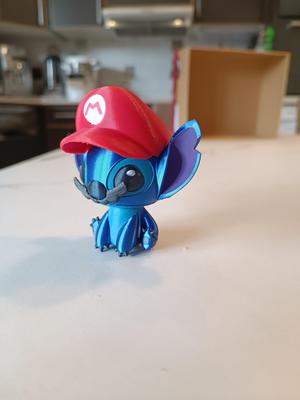 Stitch dressed as Mario