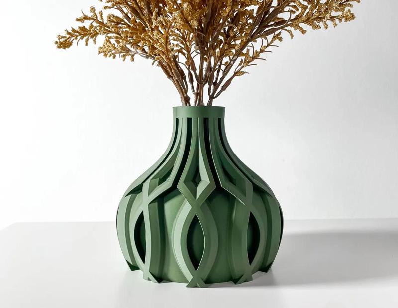 The Linse Short Vase, Modern and Unique Home Decor for Dried and Preserved Flower Arrangement  | STL File   