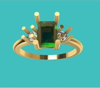 Emerald and diamond ring