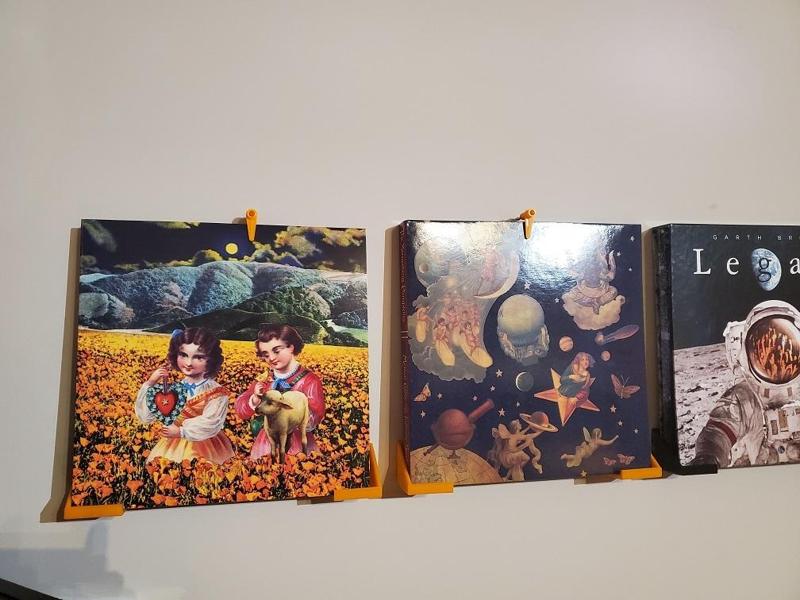 Vinyl record box set wall display