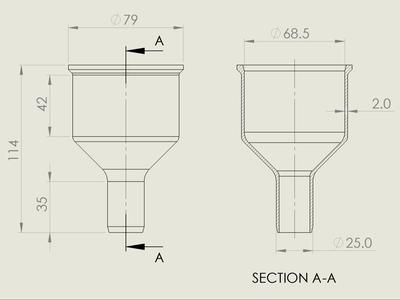 UK down pipe reducer 68-25mm
