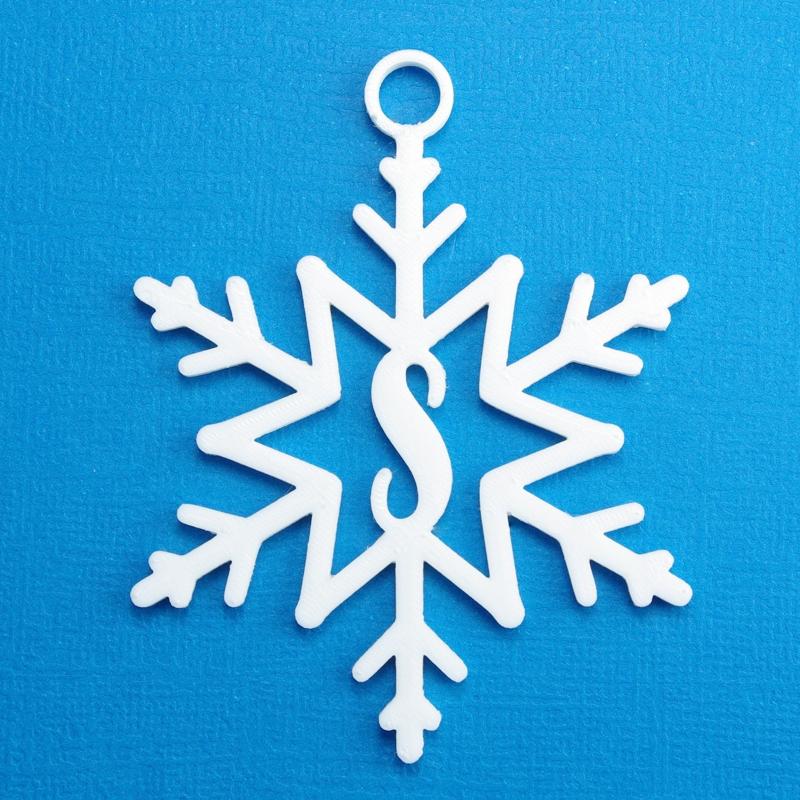 Letter S - Snowflake Initial Gift Tag Ornament