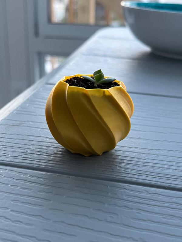 sphere spiralized plant pot, modern houseplant pot