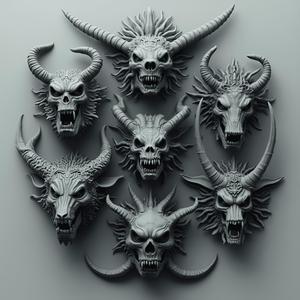 Demonic Beast Lord Skull Bits Set for Wargaming Miniatures