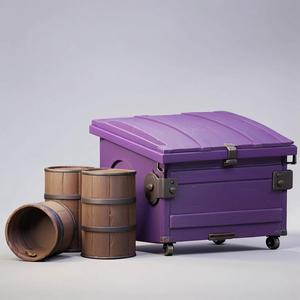Dumpster and Barrels Set 3D Model STL Printable