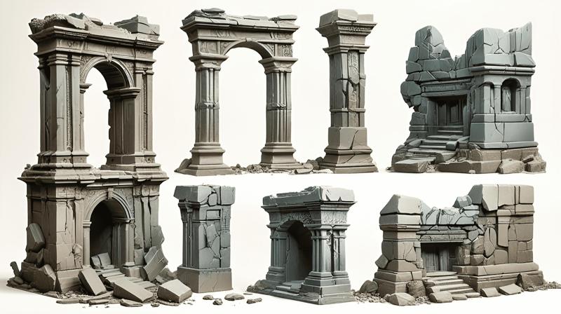 Ancient Stone Ruins Terrain Pack | Fantasy & Historical Scenery for Dioramas & Miniatures