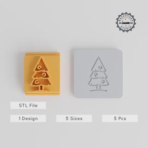 Christmas Tree Stamp Tiles, 5-Piece Set, 20-40mm, for Clay, Cookies, Fondant & Soft Materials