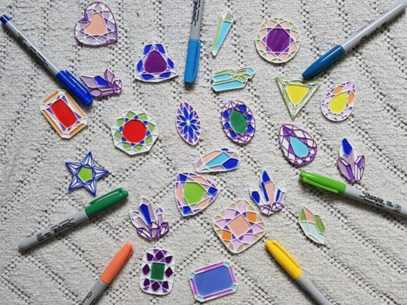 Geometric Gems Coloring Color Set Crafty Stones