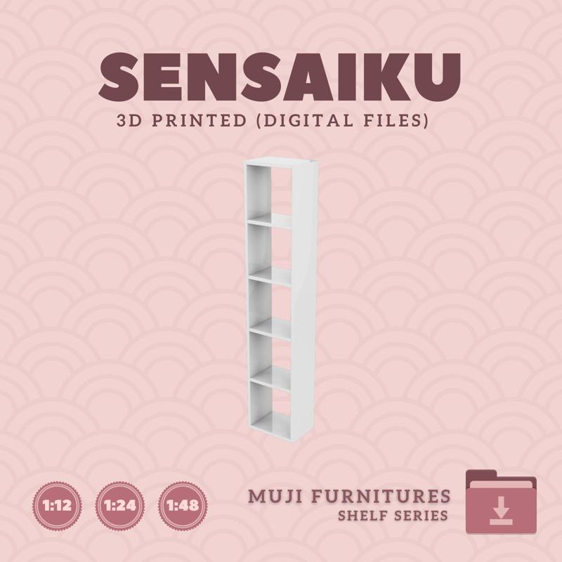 Miniature Replica 08. MUJI Stacking Shelf Oak - 5 Tiers for Miniature Dollhouse - Muji- 3D Print Instant Download