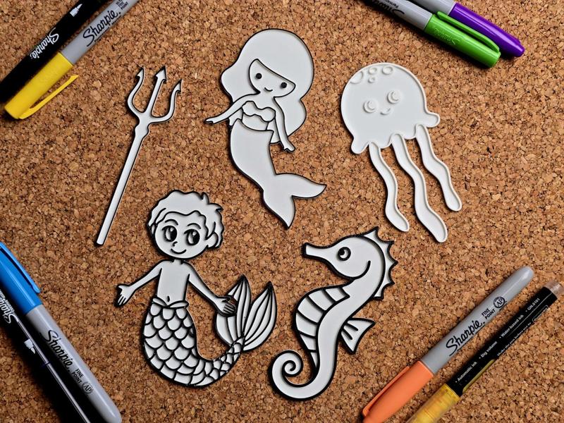 Mermaid Seahorse Trident  Jellyfish Coloring
