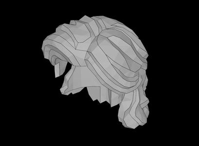 Lego Compatible (35494.dat) Minifig Hair Mid-Length Wavy with Center Part and Sidelocks   