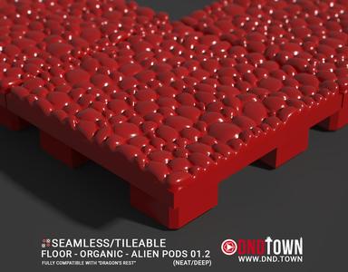 3D Modular Dungeon Tile: Floor - Organic - Alien Pods 1.2 (NEAT/DEEP) - DnD Town Minis (www.dnd.town)