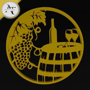 Wine and barrel - 2D Wall Art Decor