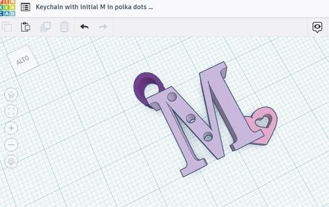 Keychain with initial M in polka dots with heart by vivedo Portachiavi con iniziale M a pois con cuore by vivedo
