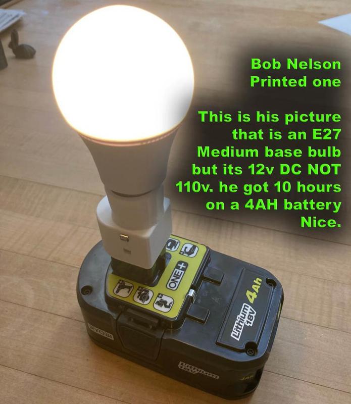 Ryobi to 12v E27 - Untested