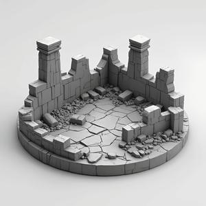 Ruined Fortress 80mm Scenic Base for Wargaming Miniatures