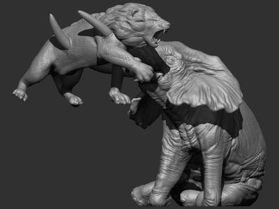 Majestic Clash: Nature's Dance Between Lion and Elephant
