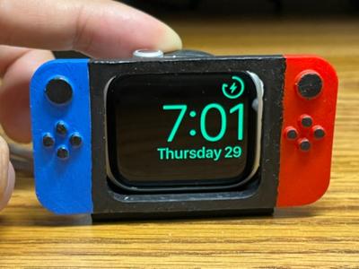 A Nintendo Switch-shaped Apple Watch charger.