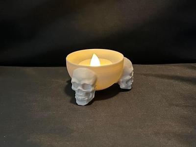 Skull Tripod Floating Bowl LED Tealight Holder