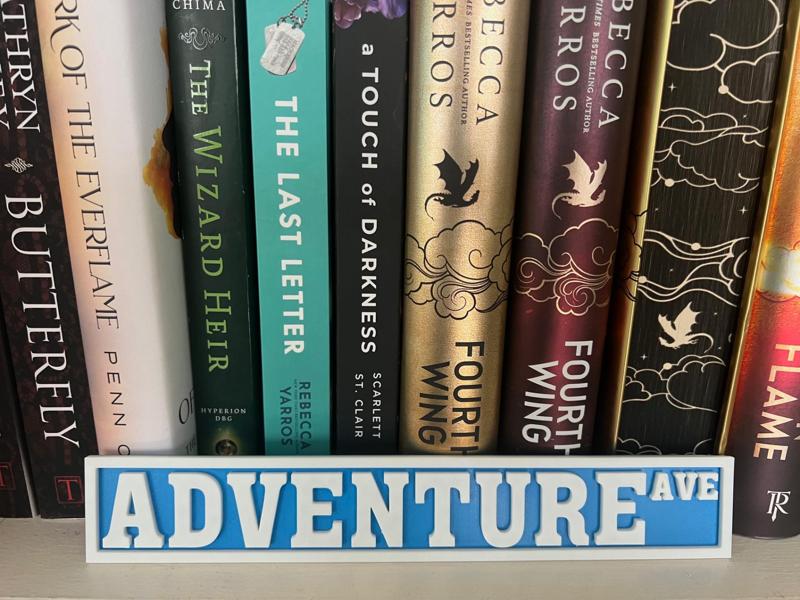 Bookshelf Sign - Adventure Ave - Street Sign