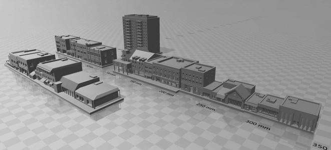 T scale commercial buildings