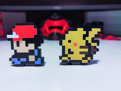 Pokemon Pixel Magnet Game Boy Ash & pikachu