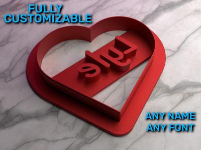Customizable Name Heart Cookie Cutter