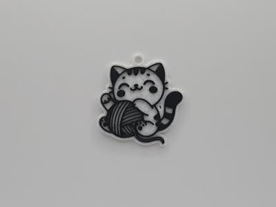 Cute Cat with Yarn Keychain