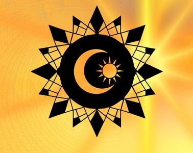 Geometric 2D moon and sun wallart_v1