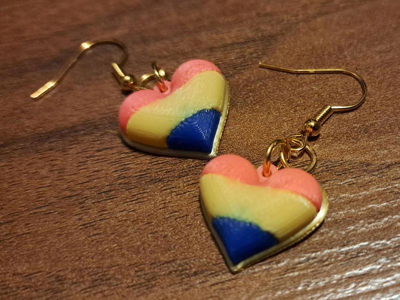 Three Color Heart Earrings
