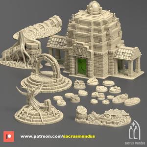 The Remains of Quyllur-Huasi. Ancient Alien. Temple, Ruins, Stellargates and Round Bases. 3d Printing Designs. Terrain and Scenery for Wargames