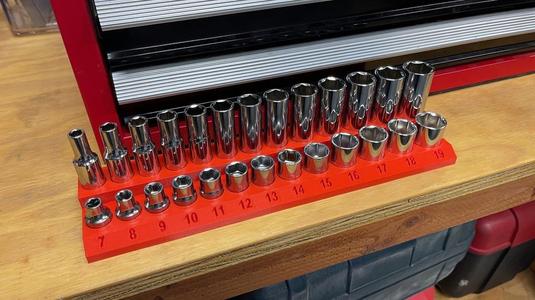 3/8" Drive Metric Socket Set Holder (7, 8, 9, 10, 11, 12, 13, 14, 15, 16, 17, 18, 19mm)