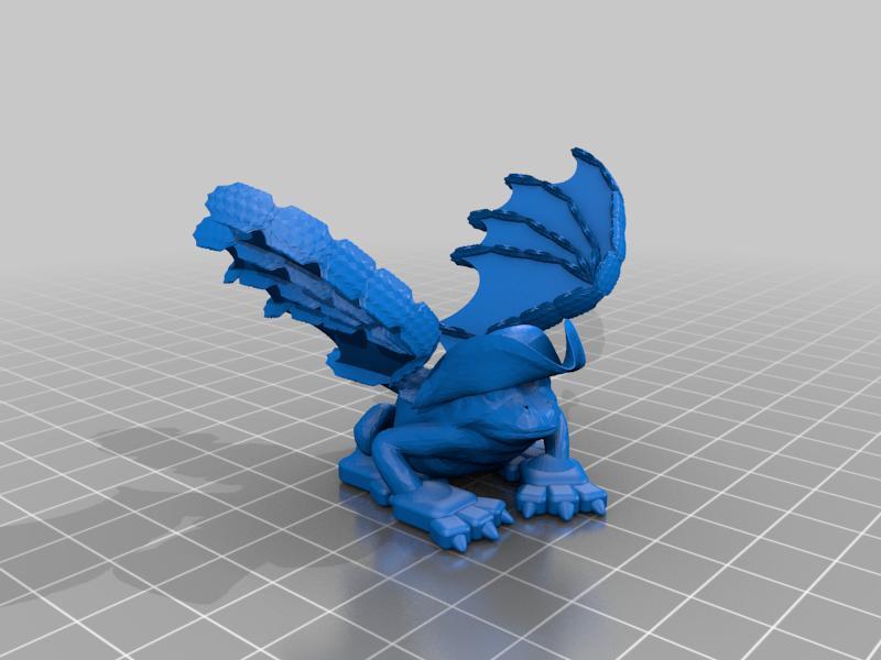 Frog with dragon wings and a hat