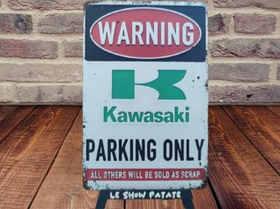 Vintage Kawasaki parking sign: Hueforge