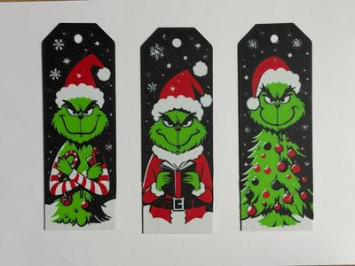 Set of 3 Grinch bookmarks