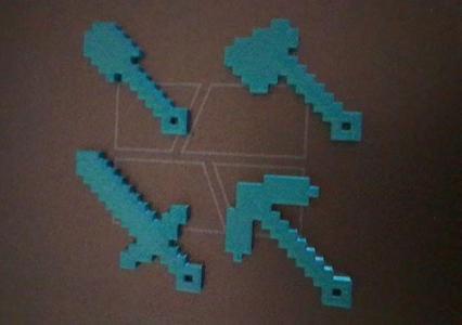 Minecraft diamond sword, pickaxe, axe, shovel