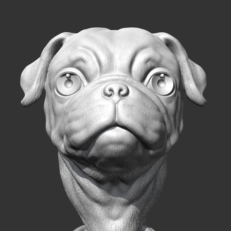 Pug Head AM36 3D print model