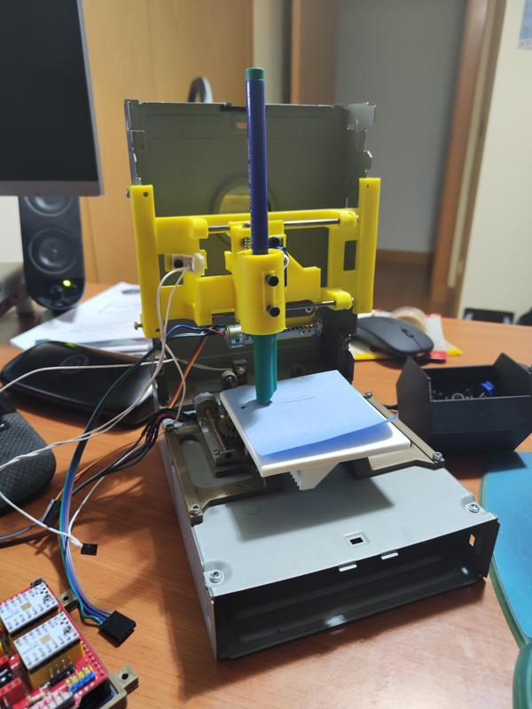 Two axis plotter using old DVD parts