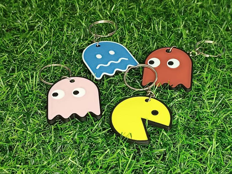 KEYRING PACMAN SET - DIFFERENT COLORS (3mf)