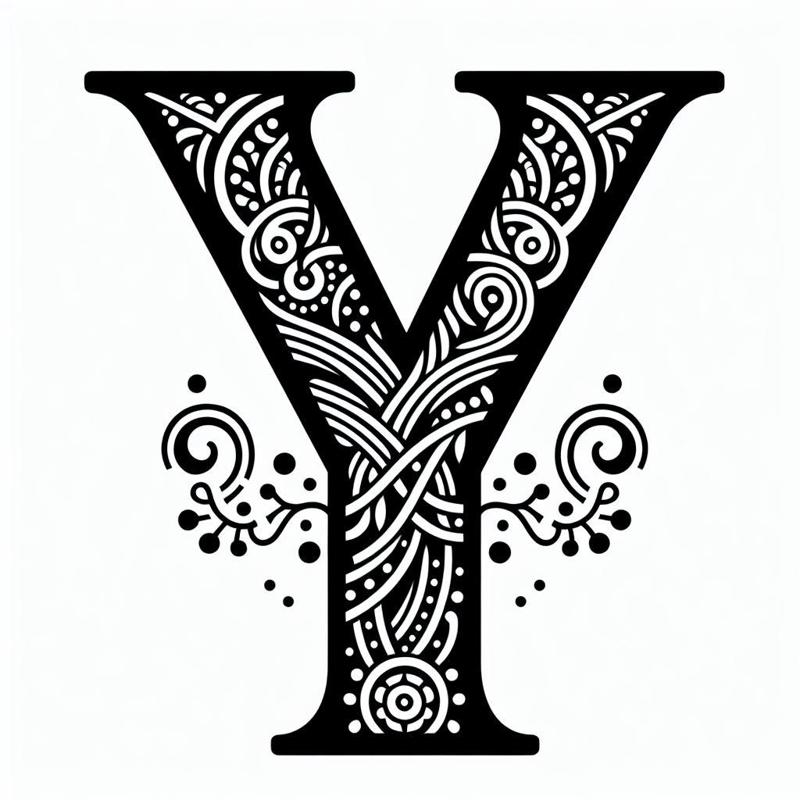 Frottage creation: letter Y (version 6)