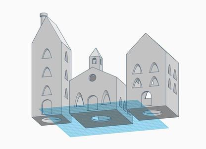 Little houses decoration with candle hole