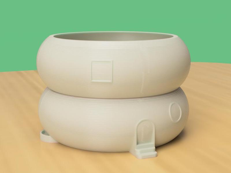 Stacked Tiny House Plant Pot