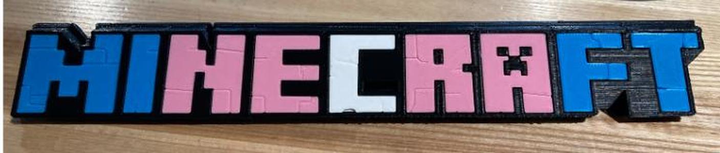 Transgender themed Minecraft logo stand