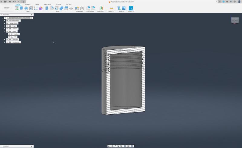 Parametric Threaded Round Box Fusion 360